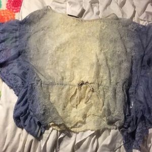 Beautiful ivory & lavender embroidered blouse